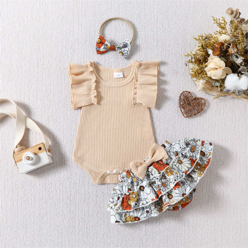 Mother Day Bow Floral Triangle Romper Suit