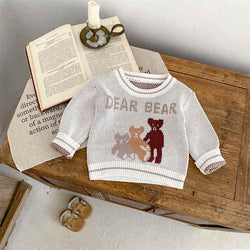 Bear Jacquard Crew Neck Knitted Sweater