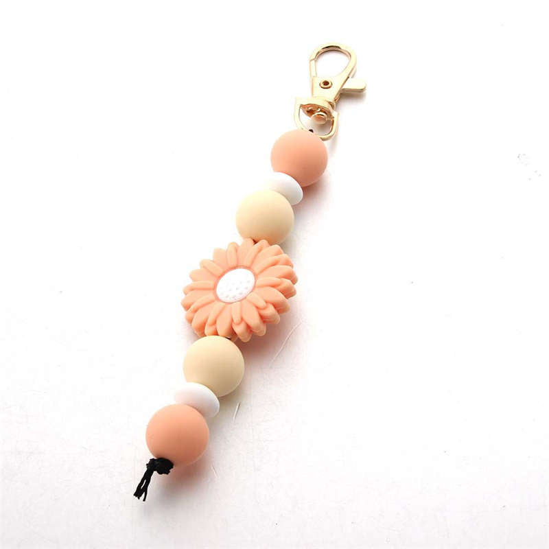 Flower Silicone Bead Keychain Car Keys Purse for Women