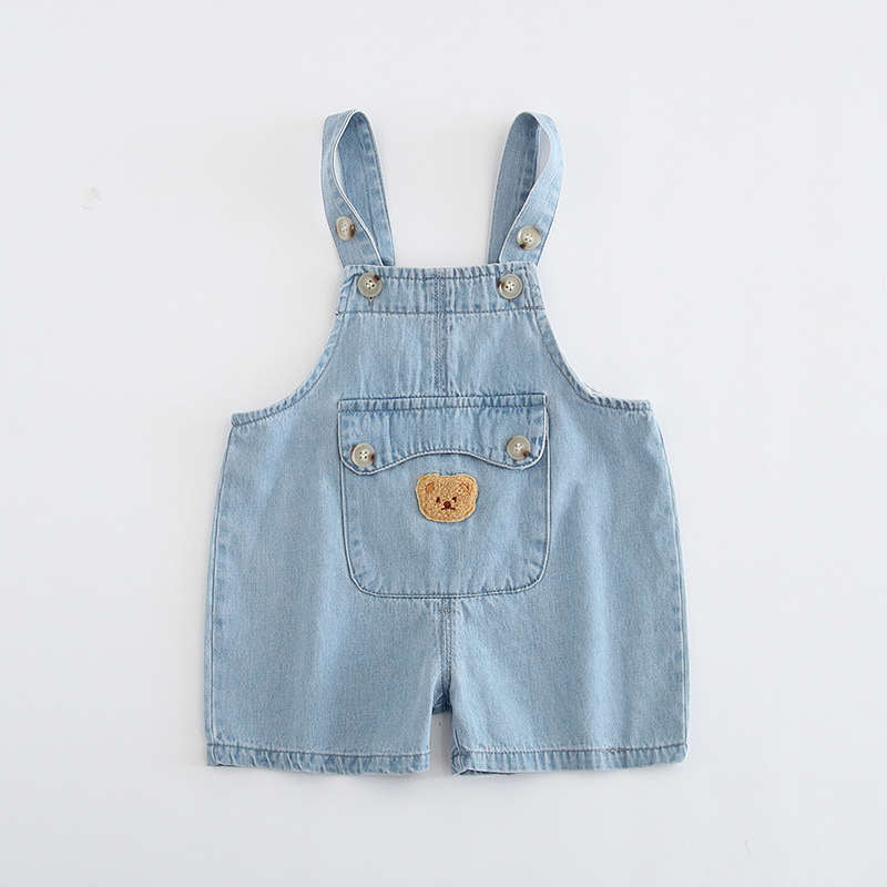 Bear Pocket Blue Denim Overalls