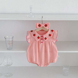 Pink Strawberry Bow Romper