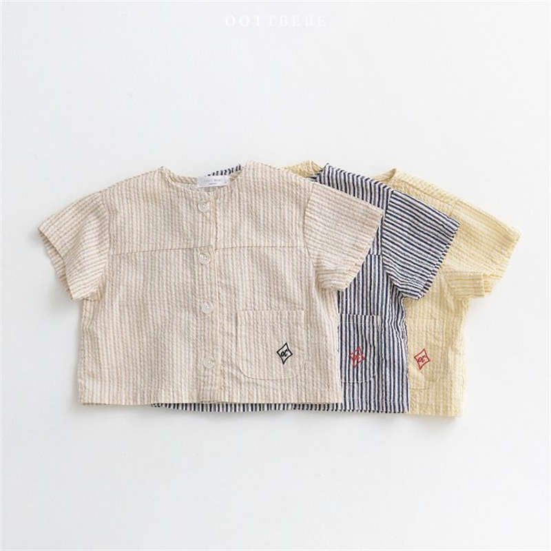 Striped Casual Cardigan Suit Kid Set