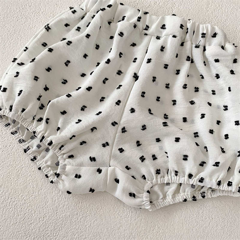 Polka Dot White Shorts Suit