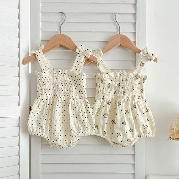 Straps Polka Dot Floral Triangle Romper