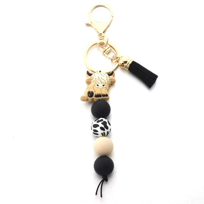 Cow Bead Keychain for Backpack Car Keys