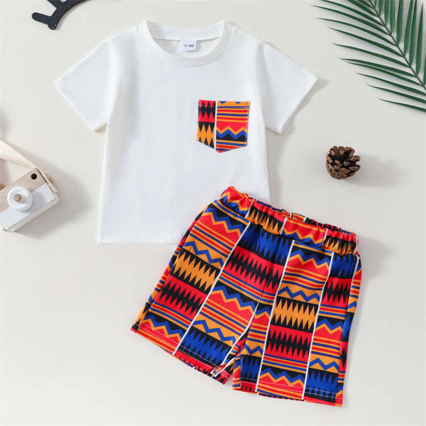 Children's Digital Printed Pocket Short Set