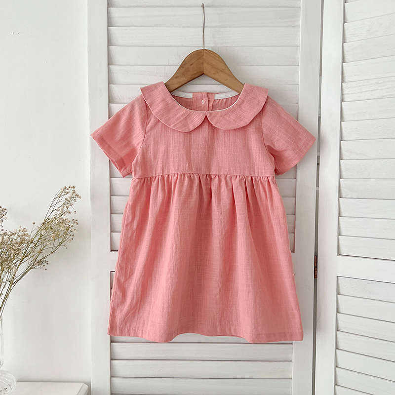 Solid Color Peter Collar Baby-girls Dress