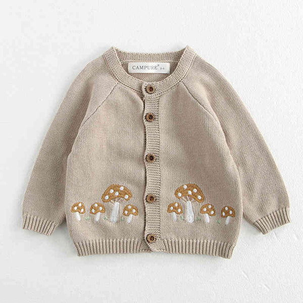 Mushroom Embroidery Children's Knitted Sweater