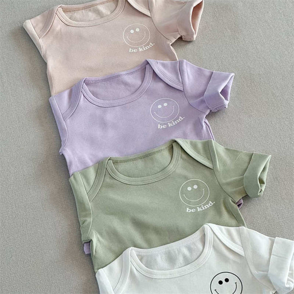 Newborn Solid Color Short-sleeved Crawl Suit