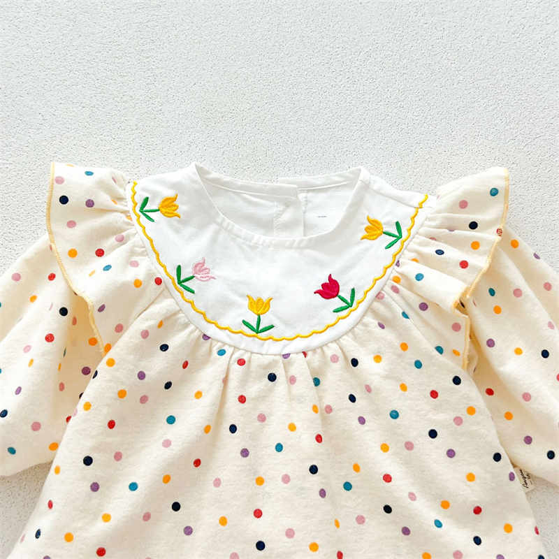 Apricot Embroidered Flower Baby Bodysuit