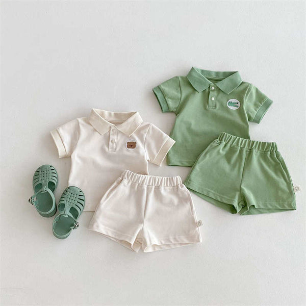 Infant and Toddler Solid Color Short-sleeved Suit