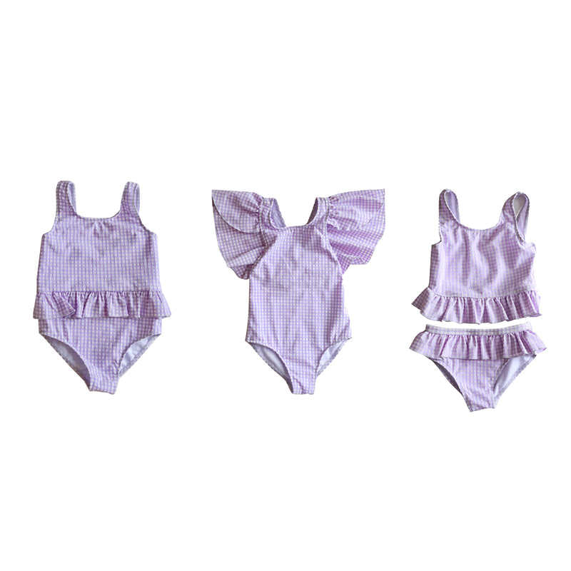 Children's Purple Plaid Swimsuit