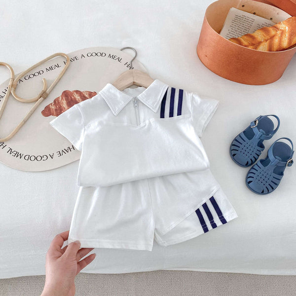 Children's Lapel Top and Shorts Two-piece Suit