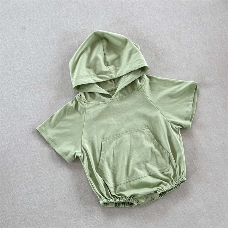 Baby Solid Color Hooded Loose Crawl Suit