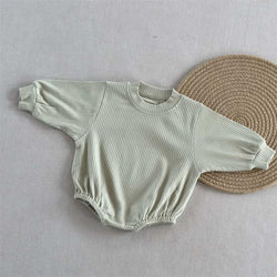 Solid Color Baby Ribbed Triangle Crawl Suit