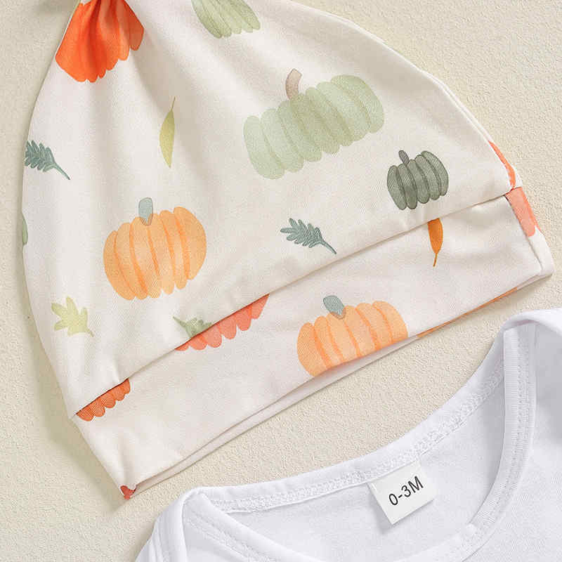 Baby Halloween Pumpkin Print Three-Piece Set