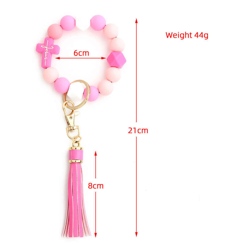 Cross Keychain Silicone Bead Bracelet Valentine's Day Gift