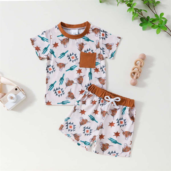 Bull Head Short Sleeve Shorts Suit for Kids