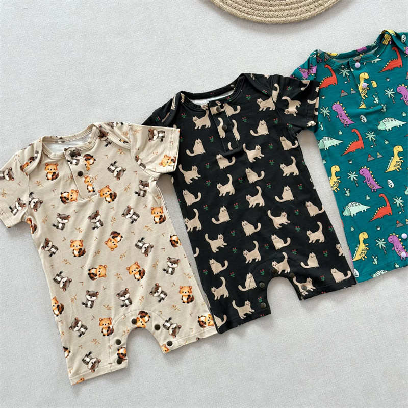 Baby Animal Print Short Sleeve Crawl Suit