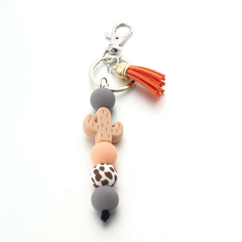 Cactus Silicone Bead Keychain