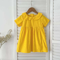 Solid Color Peter Collar Baby-girls Dress