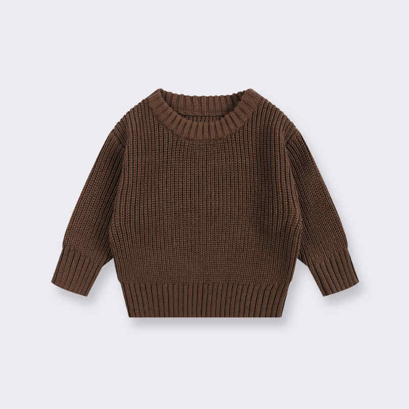 Solid Color Crew Neck Sweater for Boys and Girls