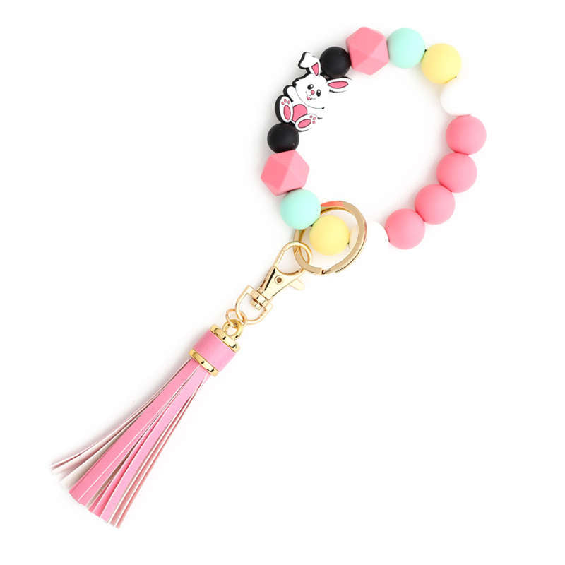 Cross Keychain Silicone Bead Bracelet Valentine's Day Gift