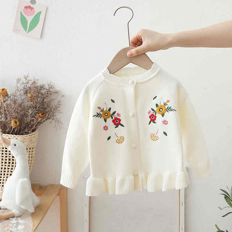 Girls Embroidered Sweater Coat