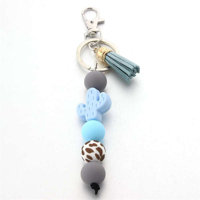 Cactus Silicone Bead Keychain