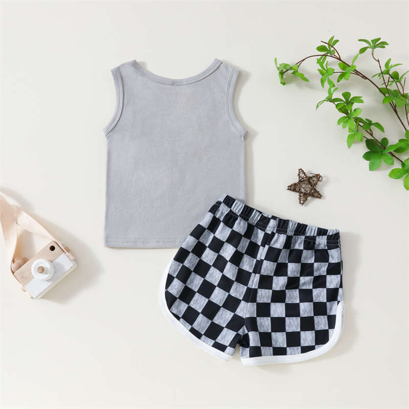 Baby Tank Top Plaid Shorts Two-piece Set