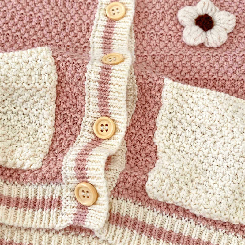 Pink Baby Pocket Flower Knit Vest Sweater