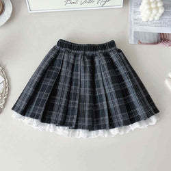 Girls Plaid Pleated Skirt