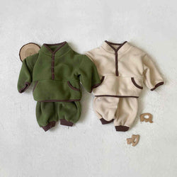 Solid Color Children's Stand Collar Two-piece Suit