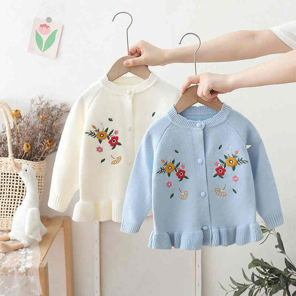 Girls Embroidered Sweater Coat