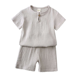 Cotton and Linen Button Short-sleeved T-shirt Suit