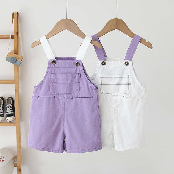 Patchwork Colored Kid Overalls Shorts