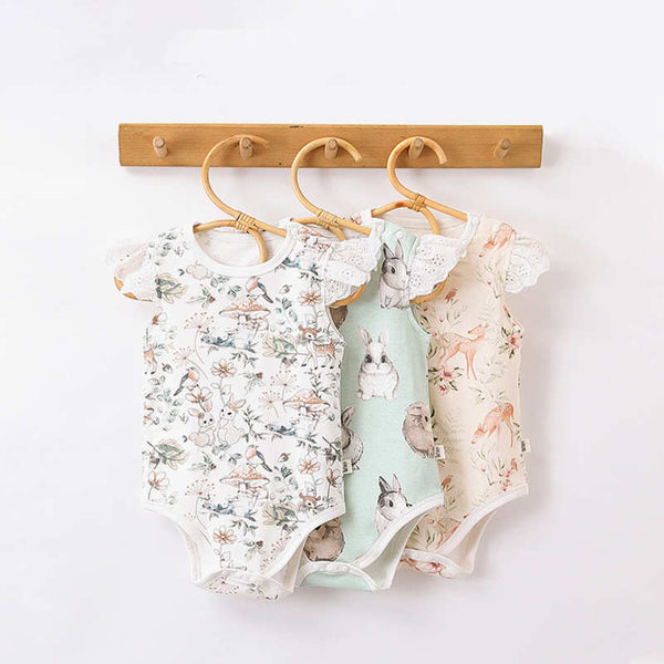 Newborn Rabbit Elk Triangle Bodysuits