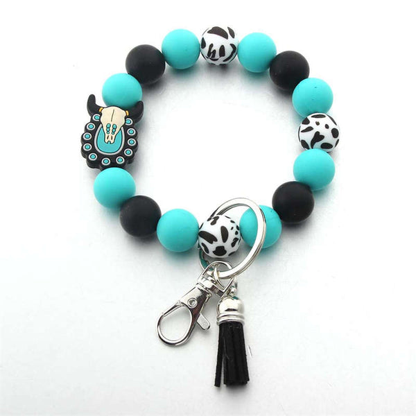 Girls Cow Keychain Bracelet Wristlet