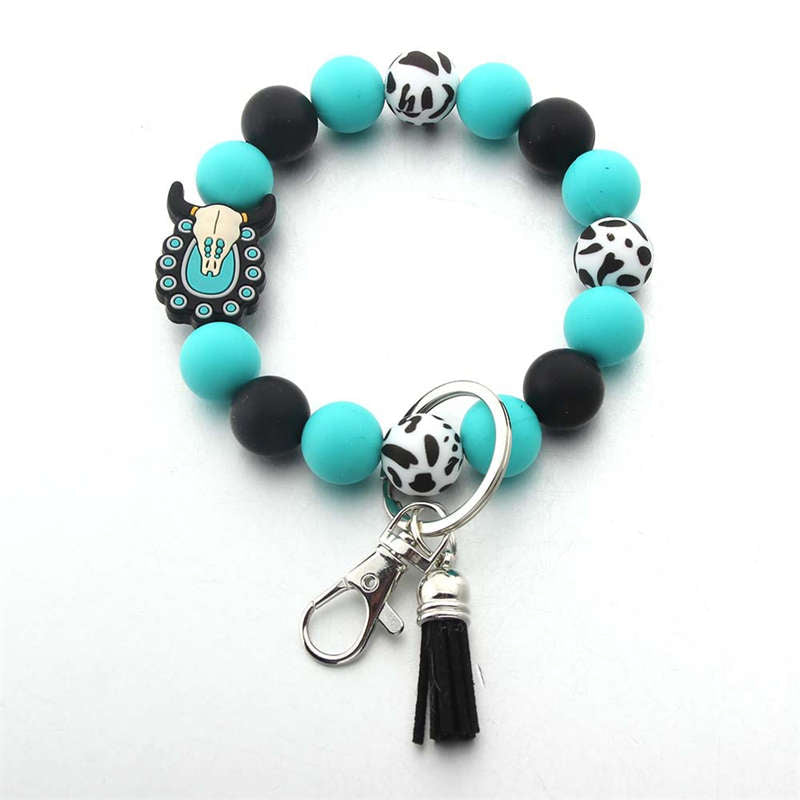 Girls Cow Keychain Bracelet Wristlet