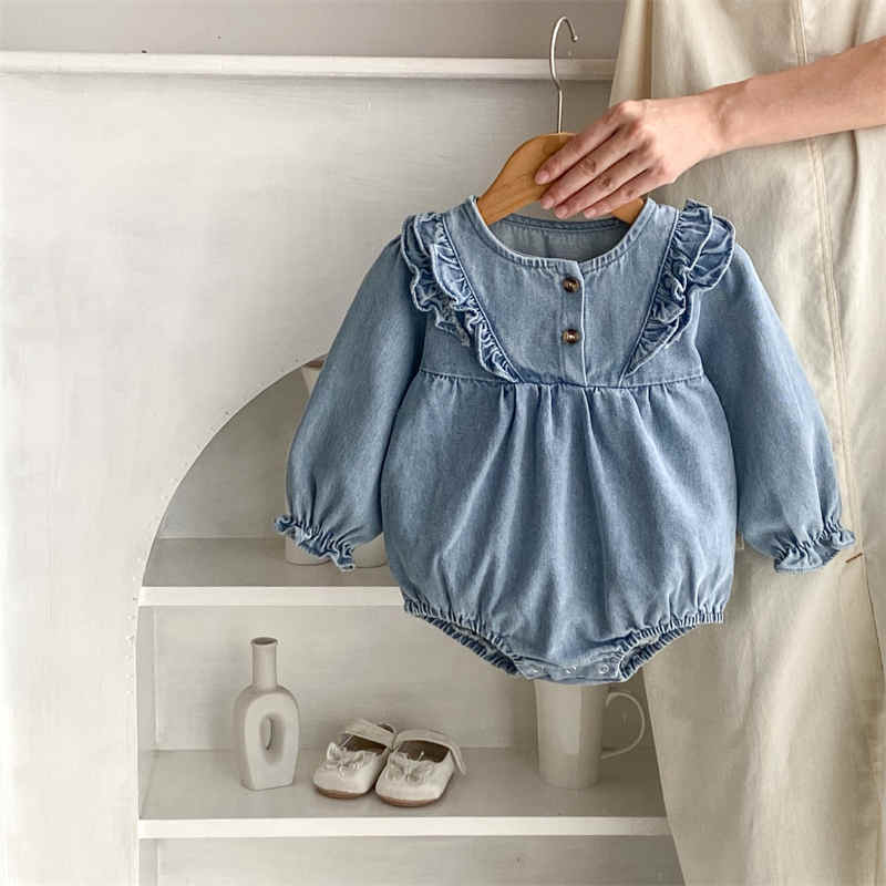 Denim Baby Long Sleeve Romper