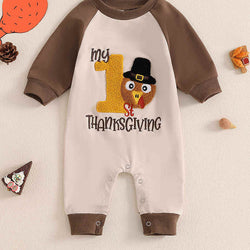 Thanksgiving Turkey Long Sleeve Baby Crawling Suit