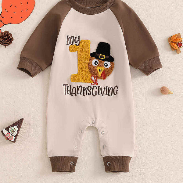 Thanksgiving Turkey Long Sleeve Baby Crawling Suit