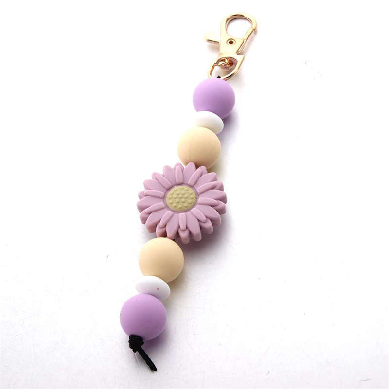 Flower Silicone Bead Keychain Car Keys Purse for Women