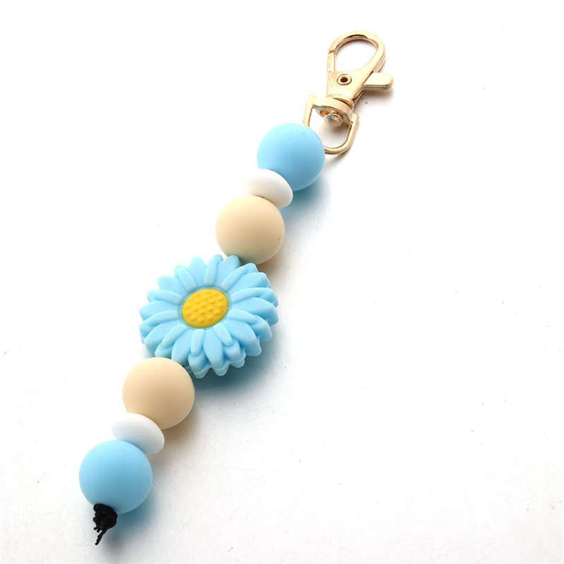 Flower Silicone Bead Keychain Car Keys Purse for Women