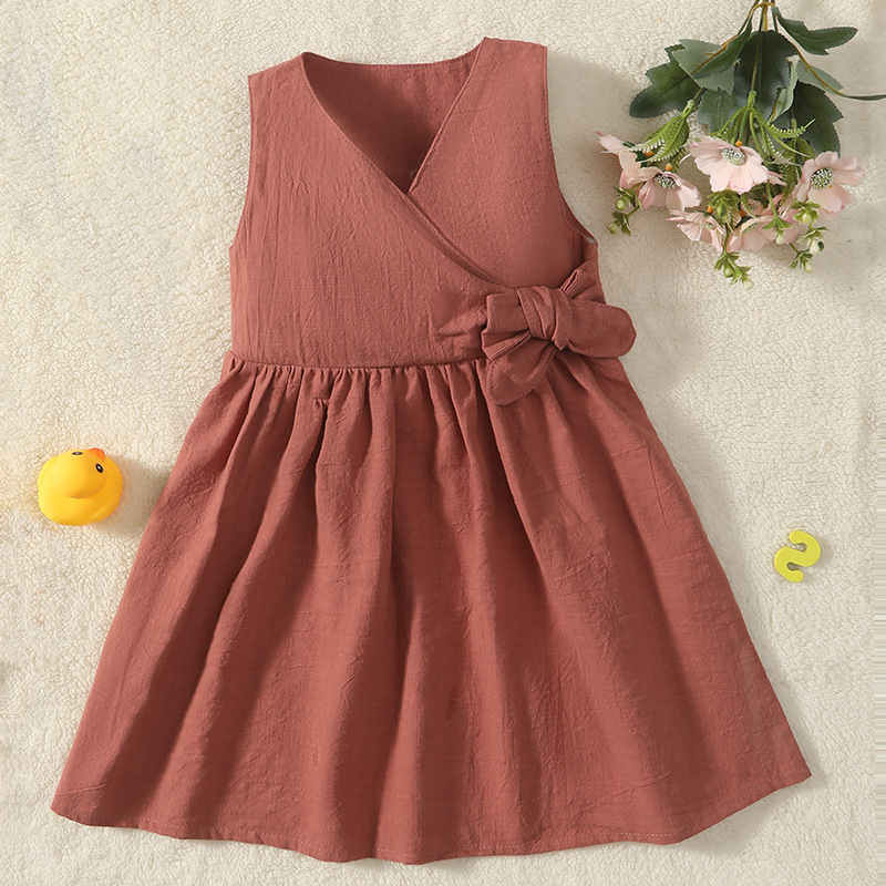 Solid Color Series Sleeveless Children's Bow Skirt