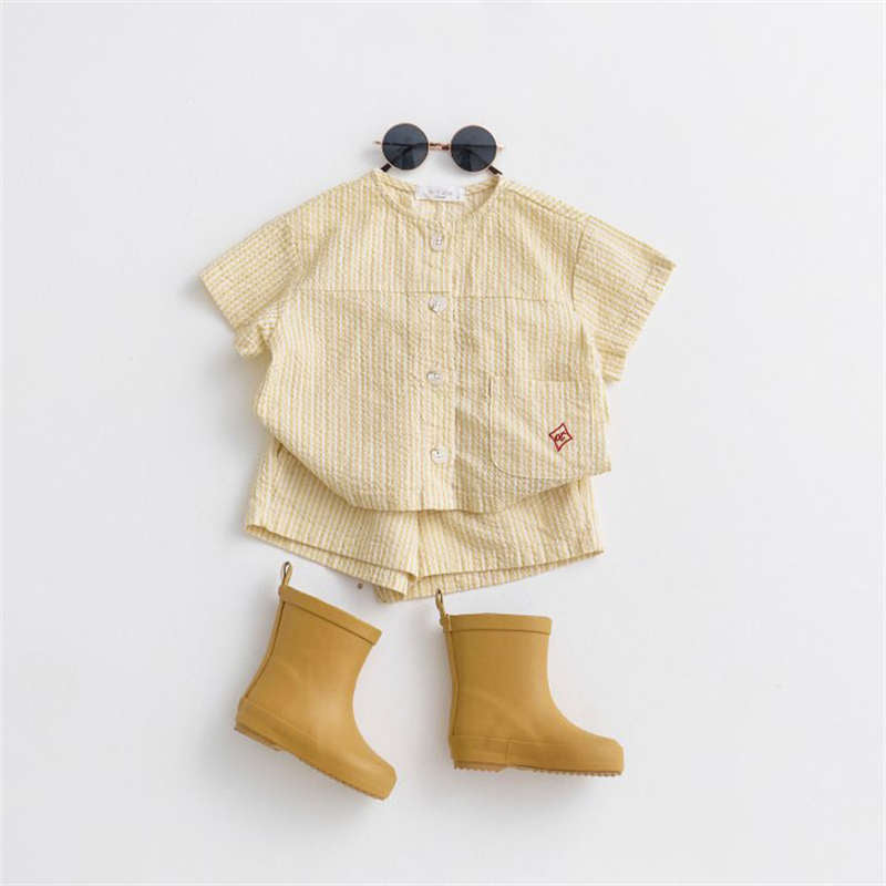 Striped Casual Cardigan Suit Kid Set