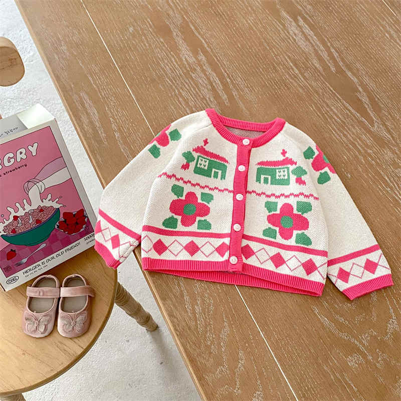 Baby Girls Floral Jacquard Knitted Sweater