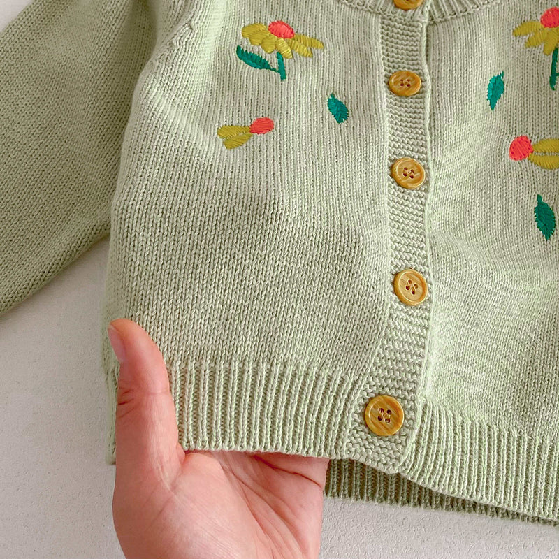 Baby and Toddler Embroidered Flower Knitted Sweater