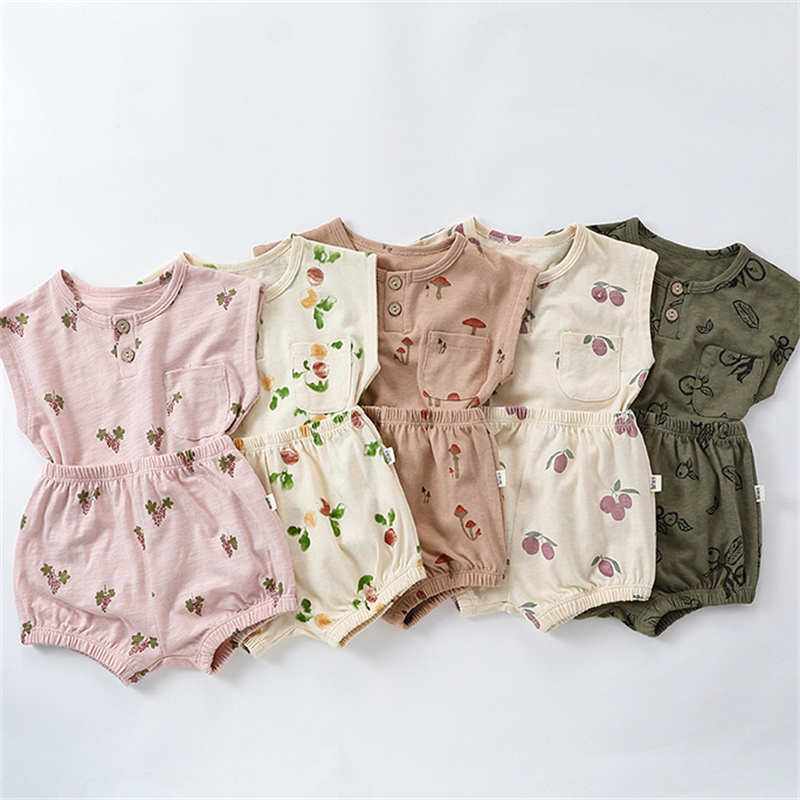 Sleeveless Printed Baby Set