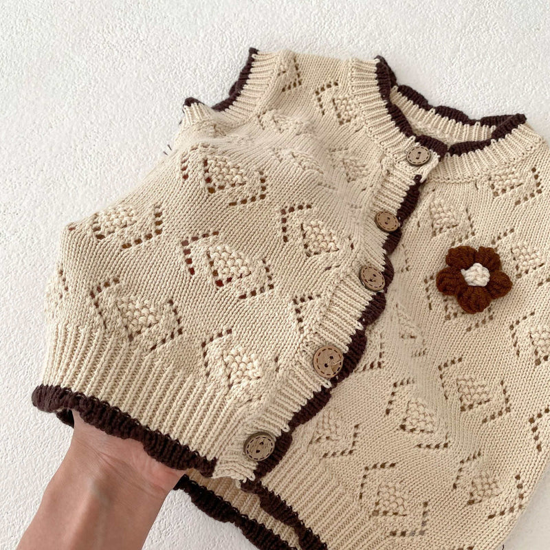 Baby Knitted Floral Cardigan Vest Jacket